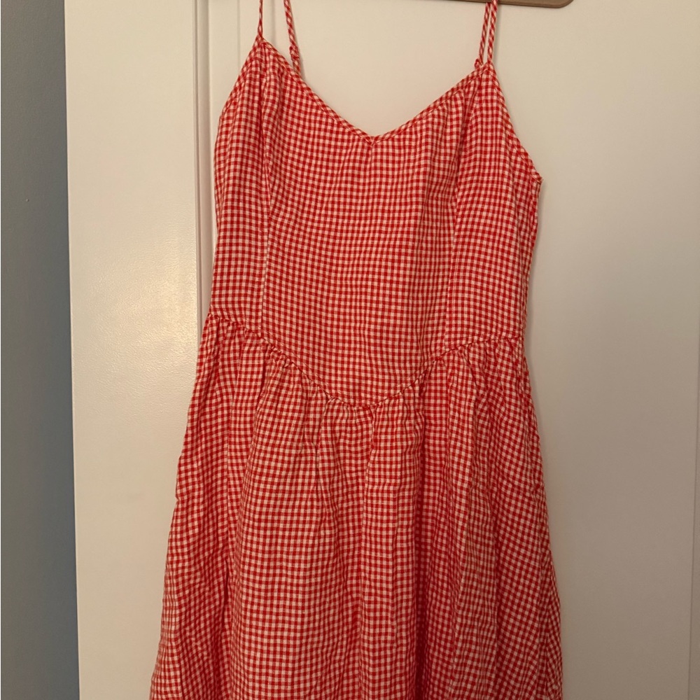 Wilfred Vibrant Red and White Checkered Fabric